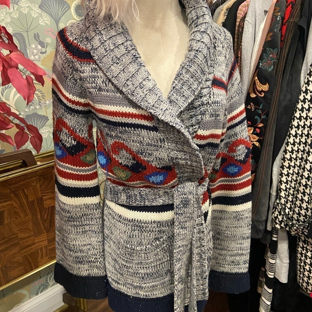 1970s vintage tie waist cardigan Size Medium - Picture 8 of 14
